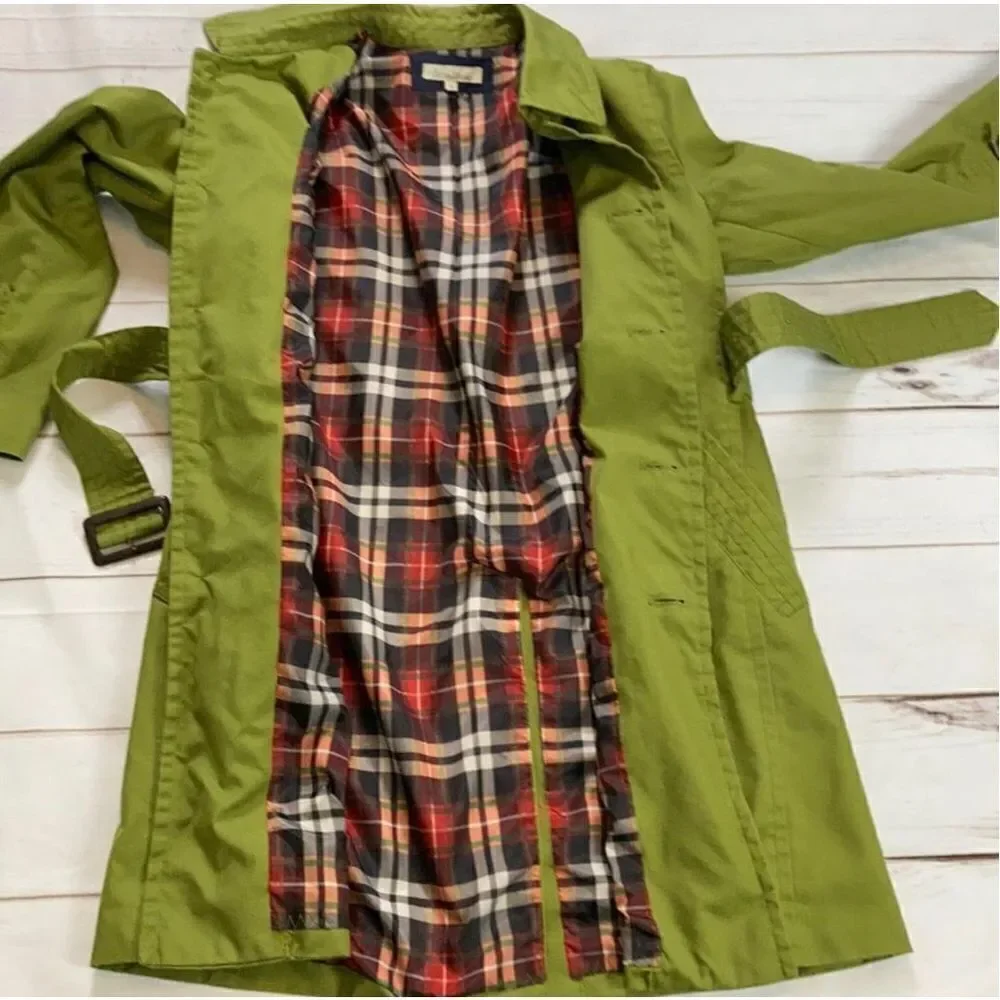Ropé Picnic Green Belted Trench Coat Size 38/Small - Picture 5 of 10